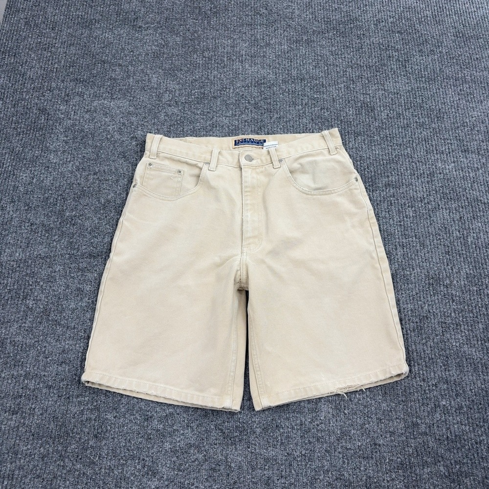 Vintage Exchange Unlimited Shorts Mens 32 Tan Cotton Denim Khaki 90s Casual